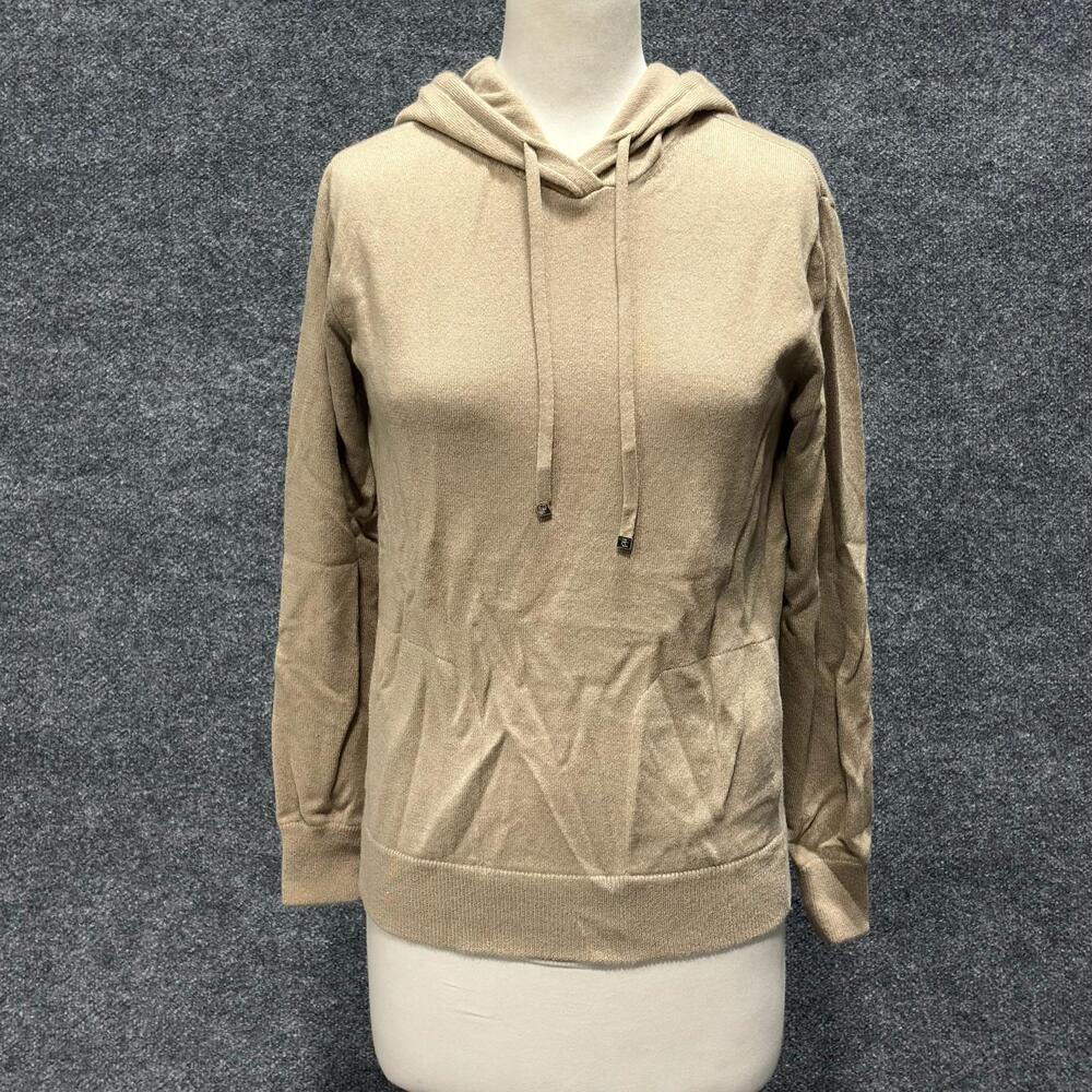 Ralph Lauren Collection Hoodie Womens XS Beige Fawn Melange Cashmere Sweater